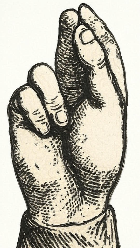 Sign of the cross hand engraving