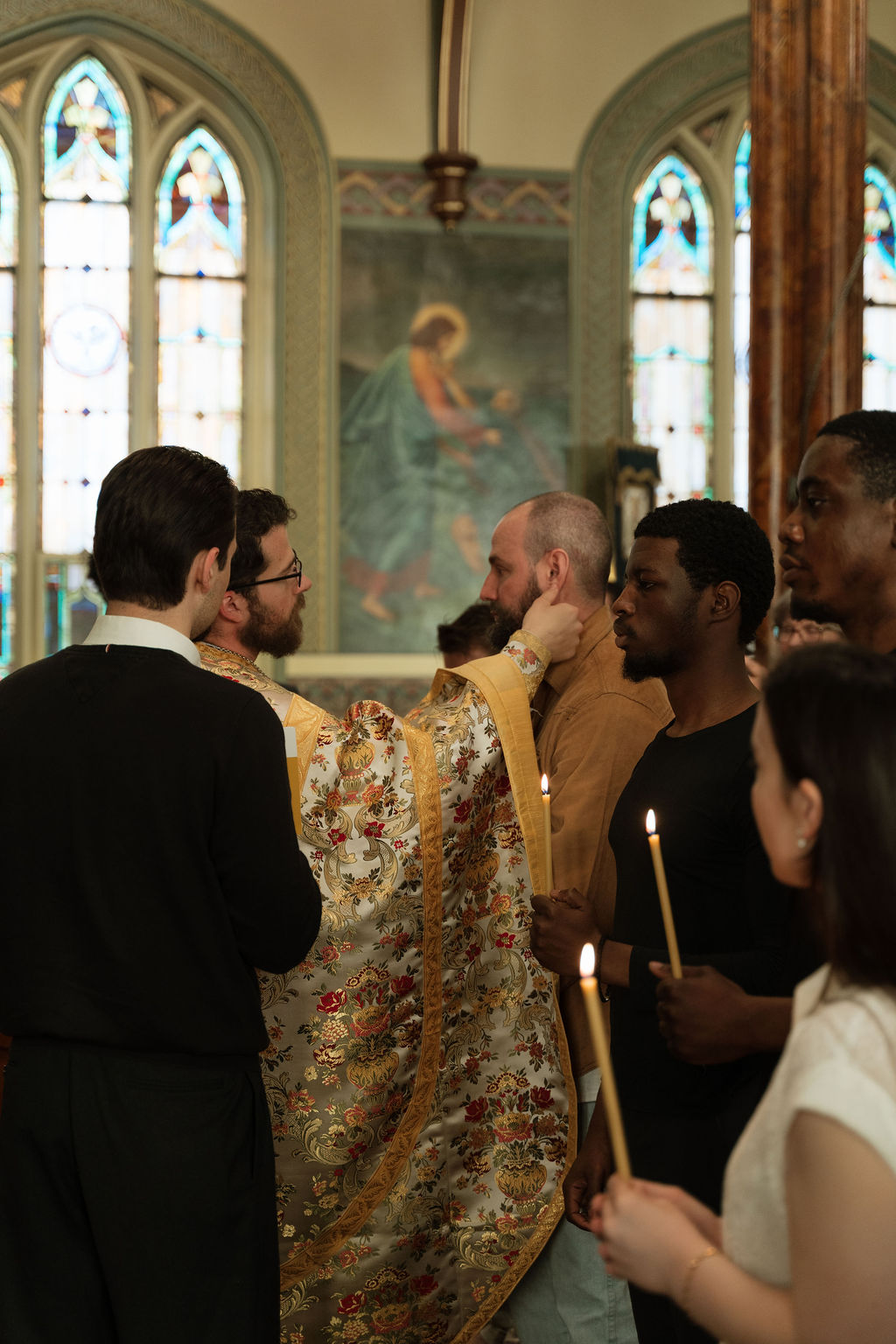The faithful approaching for Holy Communion