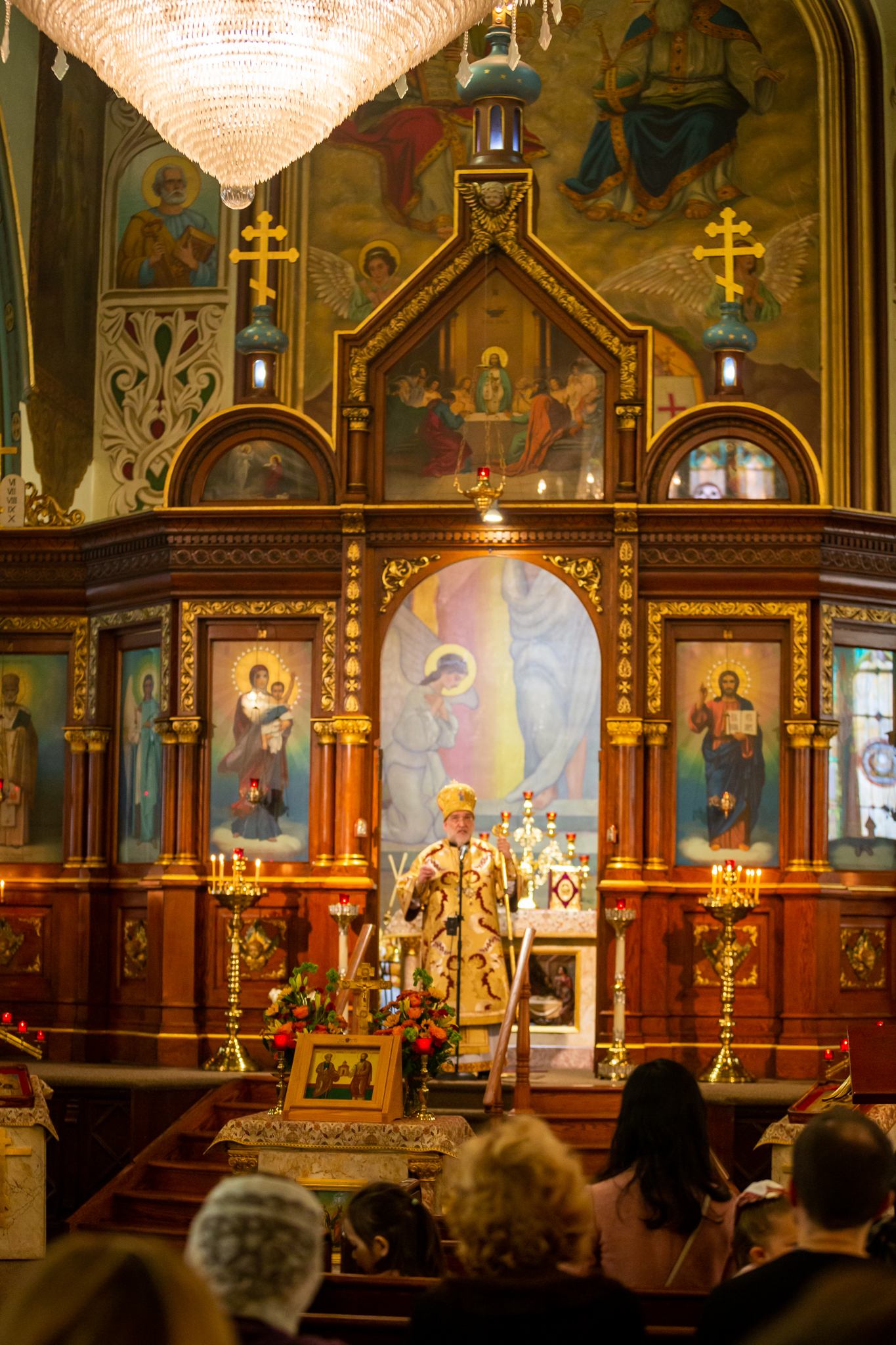 The homily, given before the iconostasis
